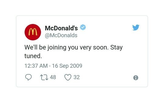 McDonald's first tweet