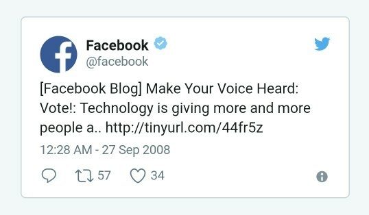 Facebook's first tweet