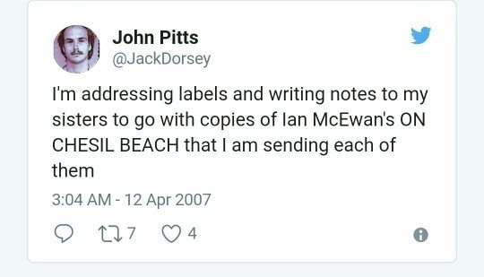 John Pitts's First Tweet