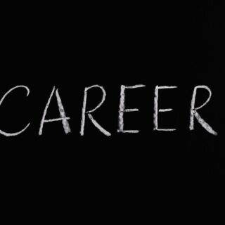 career lettering text on black background