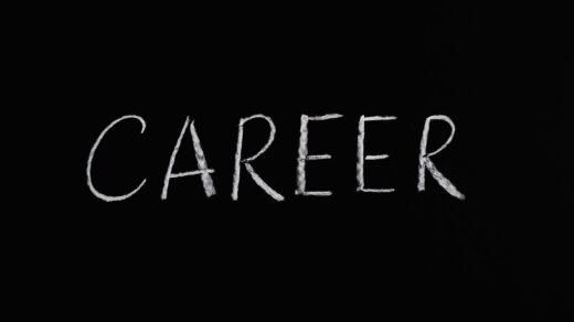 career lettering text on black background