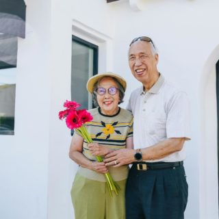 portrait of a happy elderly couple