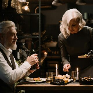 a couple having a romantic dinner