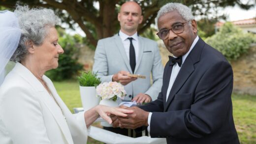 man and woman on their wedding day