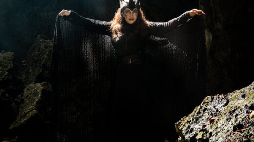 mysterious woman in enchanted forest cave