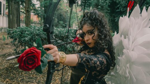 elegant latina cupid with bow and roses