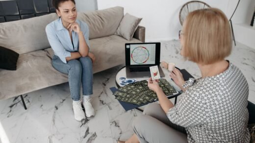 women sitting at the couch
